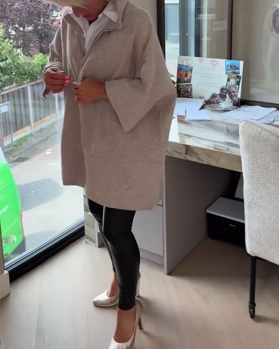 Sweter Stójka Pół Zamek Luźny