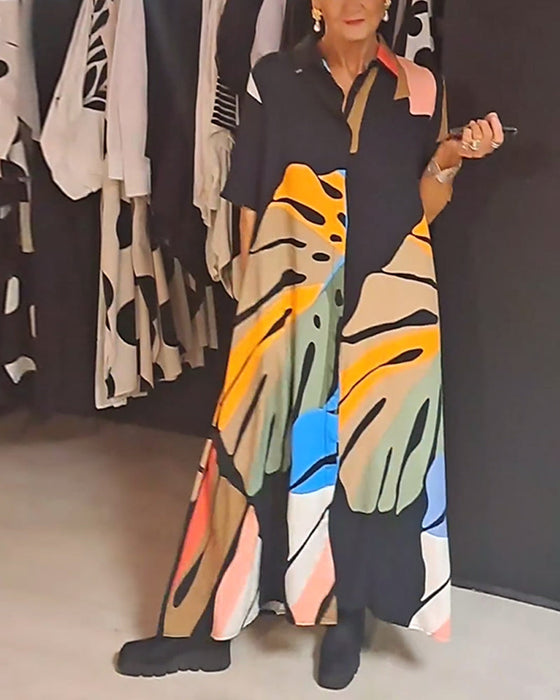 Swobodna sukienka z nadrukiem