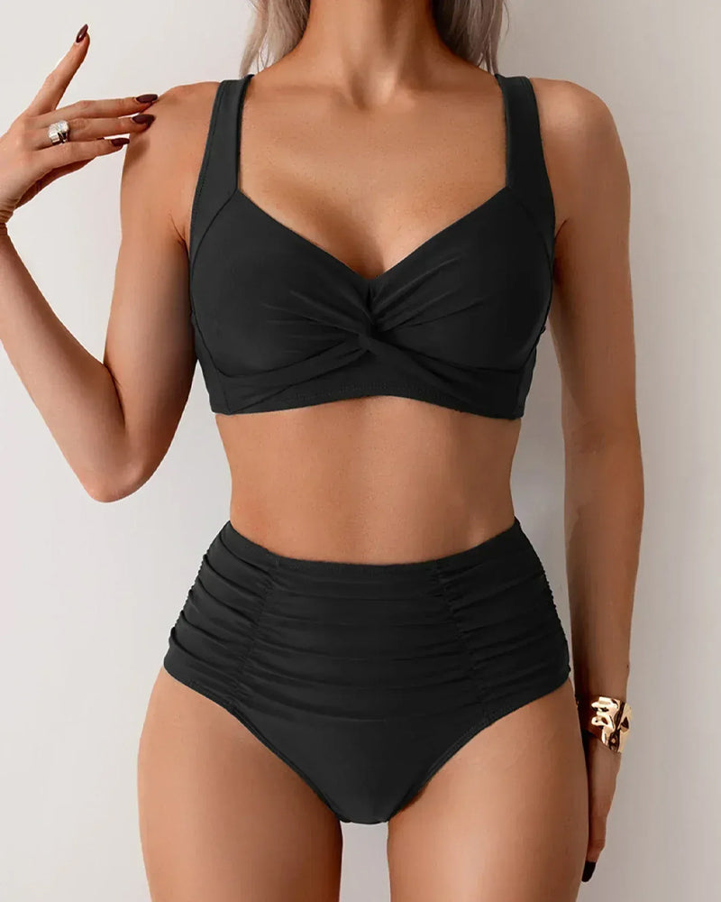 Bikini Jednokolorowy Węzeł Wysoki Stan Seksowny