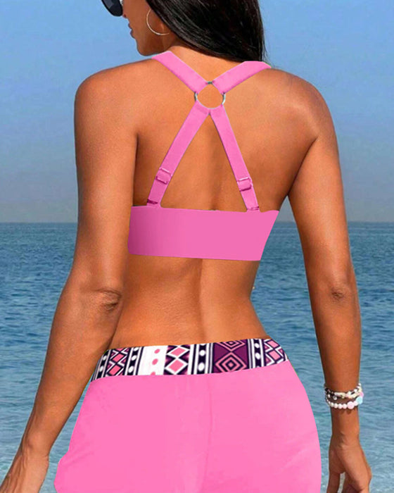 Geometryczne bikini z wysokim stanem