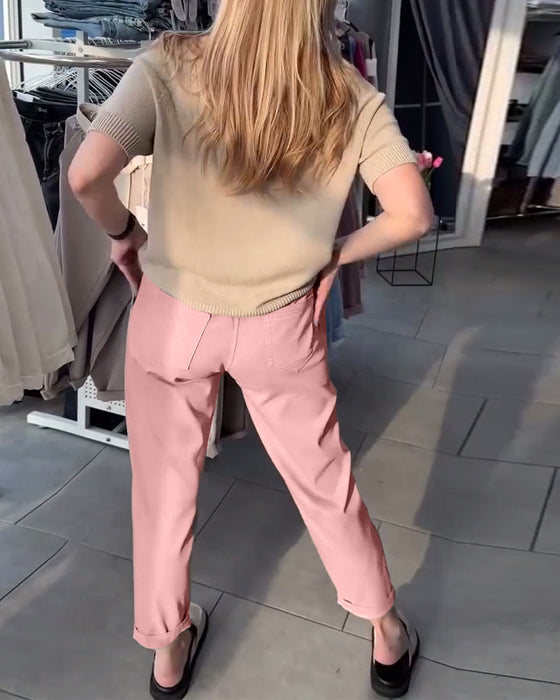 Spodnie Jednokolorowe Casual Proste