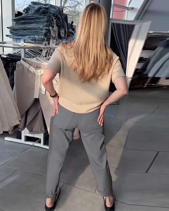 Spodnie Jednokolorowe Casual Proste