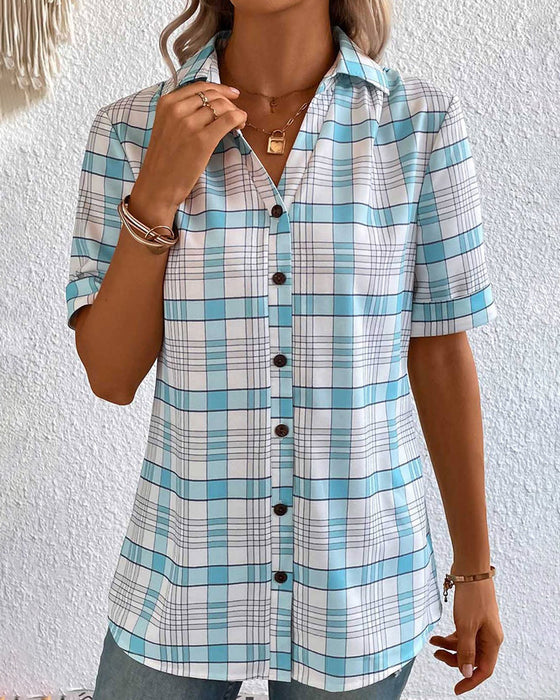 Koszulka z guzikami w kratkę