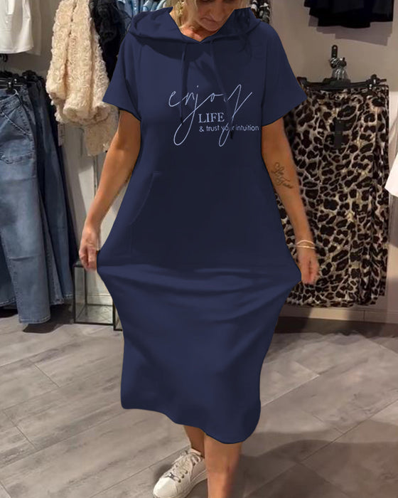 Sukienka Z Kapturem Casual Sznurek