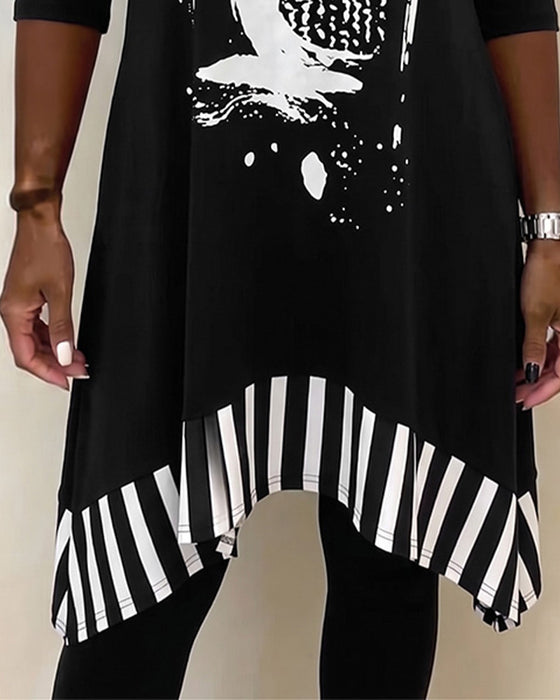 Sukienka Off-Shoulder Nieregularny Luźny Print