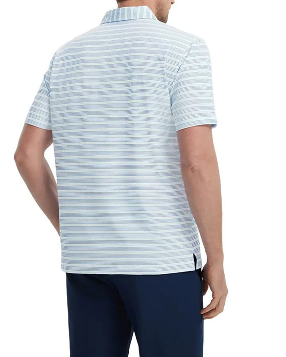 T-Shirt Kołnierzyk Niebieski I Biały Cienki Pasek