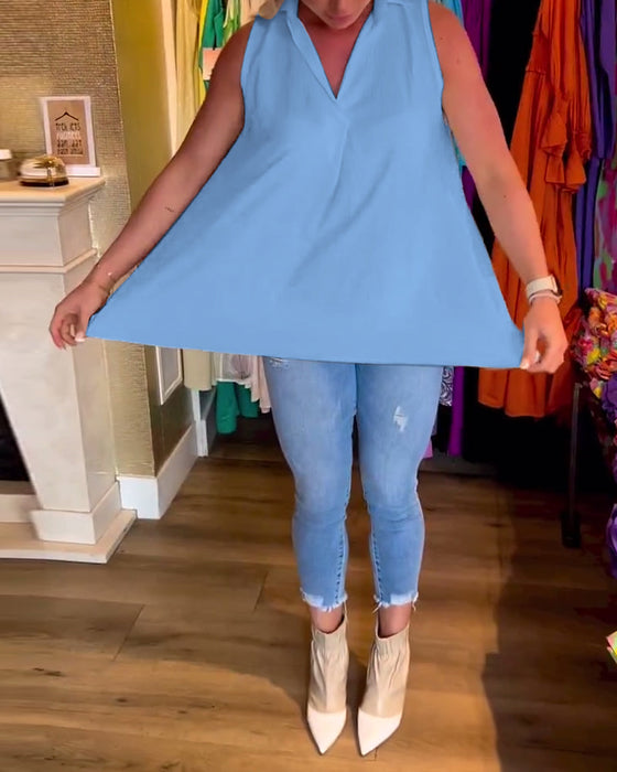 Bluzka bez rękawów z falbankami