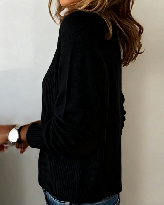 Sweter Stylowy Guzik Rękaw Raglan