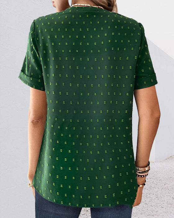 Koszulka z dekoltem w serek i guzikami