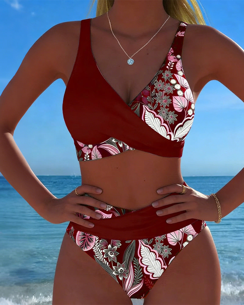 Bikini Kontrast Kolor Moda Kwiatowy