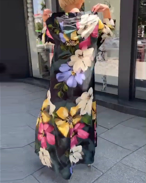 Sukienka z rękawem 3/4 w kwiatowy wzór