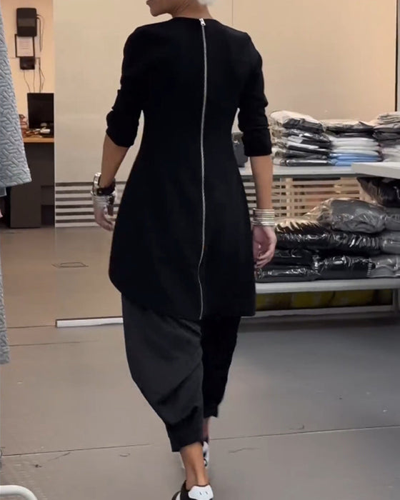 Bluza średniej długości z okrągłym dekoltem