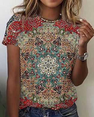 T-shirt z okrągłym dekoltem i krótkim rękawem z nadrukiem