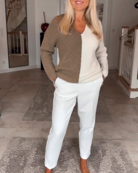 Sweter blokowy w kolorze v-deck