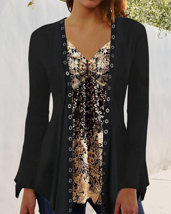 Bluzka zapinana na guziki z długim rękawem