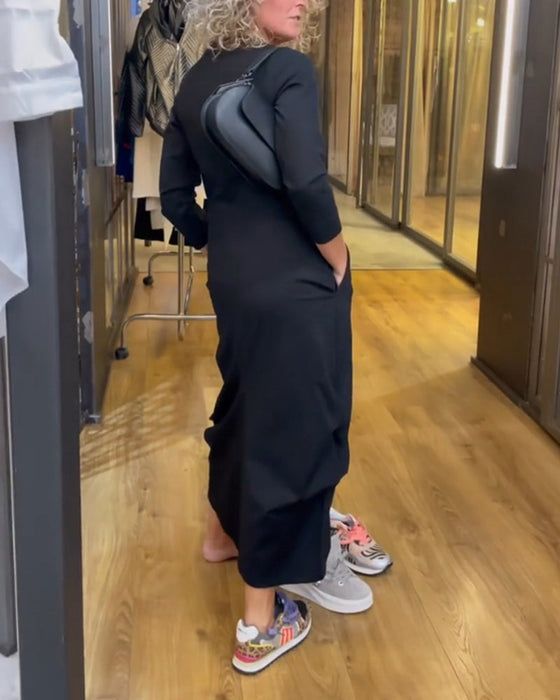 Sukienka W Kolorze Oliwkowym Z Dekoltem W Kształcie Litery V I Linią A