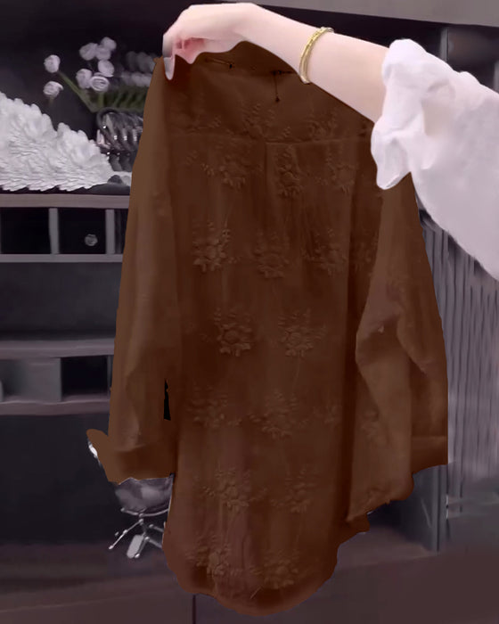 Koszula Jednokolorowa Haftowana Opadające Ramiona