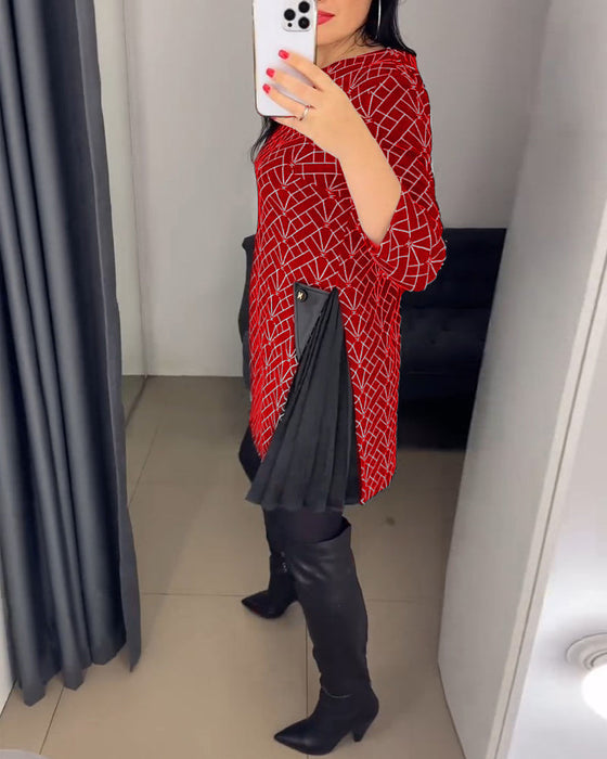 Sukienka z okrągłym dekoltem i nadrukiem