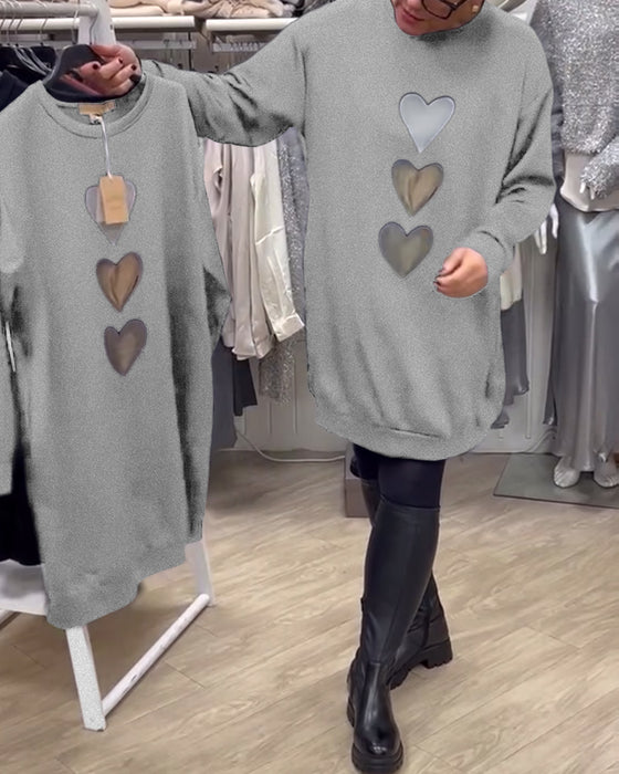 Sukienka Shift Wzór Serce Casual