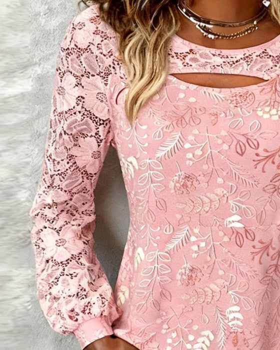 Modna Bluzka Z Ażurem I Detalami Patchwork