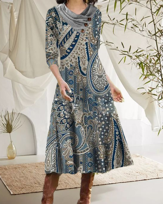 Sukienka midi z nadrukiem paisley