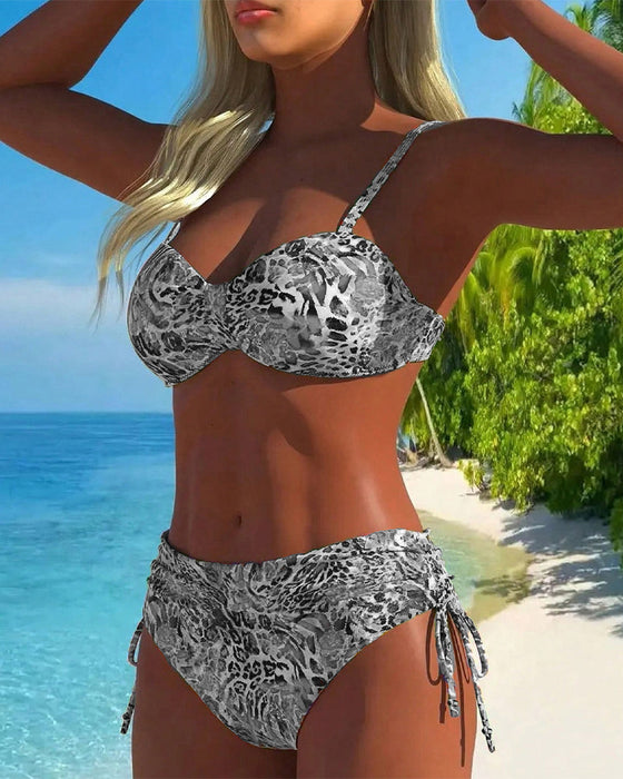 Przekonywujące Dwuczęściowe Plazowe z Plamami Leopardowymi