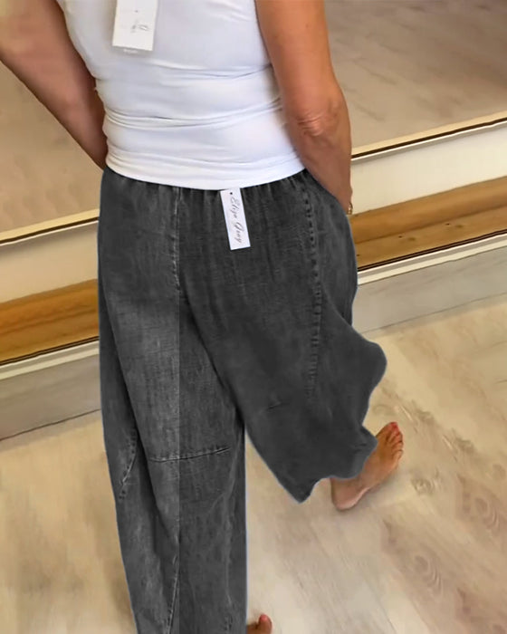 Jeansy Z Elastycznym Pasem W Stylu Casual