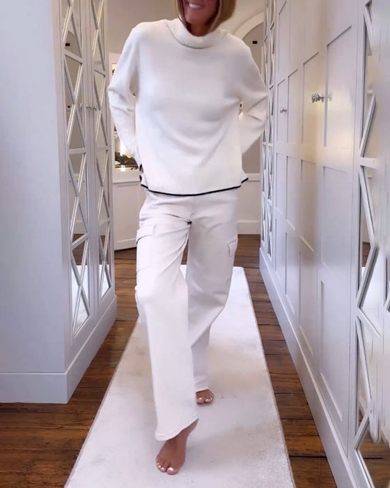 Pulower z wysokim dekoltem i długim rękawem