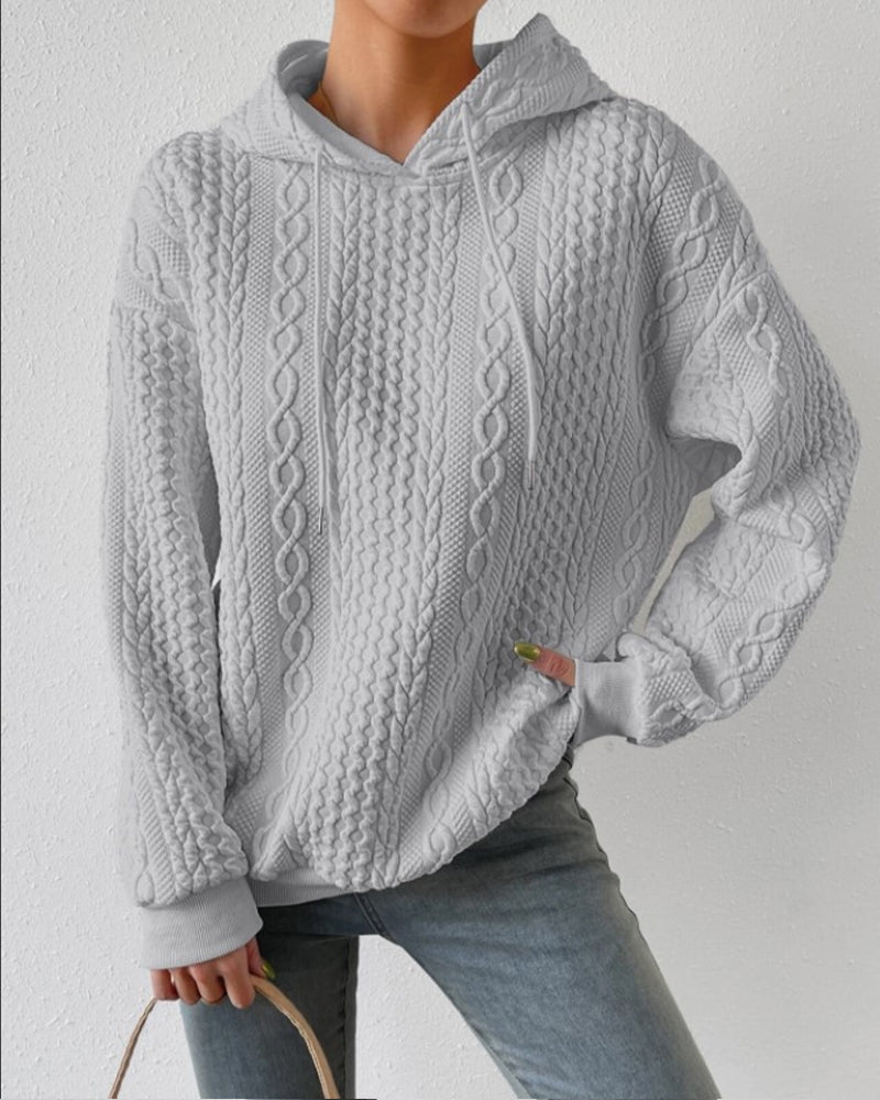 Swobodna bluza z kapturem w jednolitym kolorze