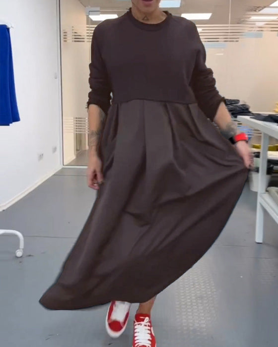 Luźna sukienka maxi w jednolitym kolorze