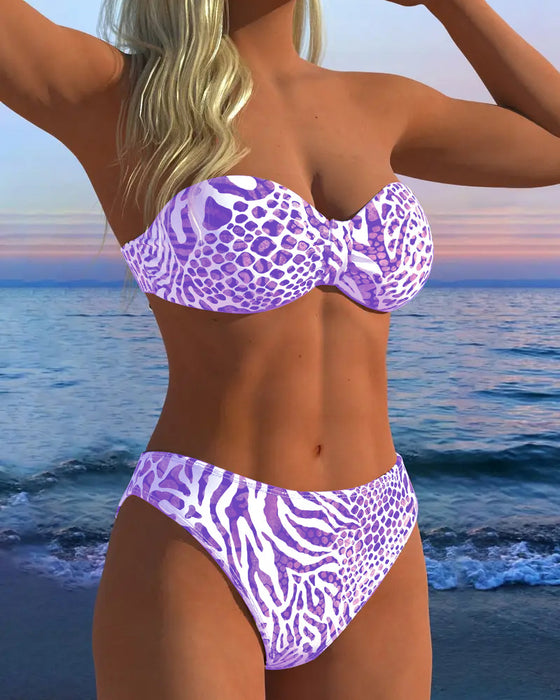 Strój Kąpielowy Seksowny Leopard Print Dwuczęściowy