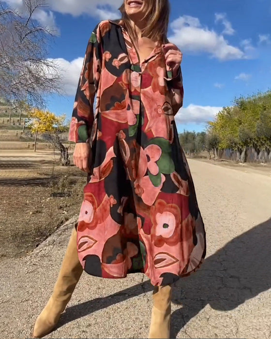 Sukienka z długim rękawem i nadrukiem