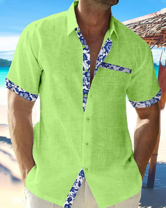 Koszula z krótkim rękawem z bawełny i lnu