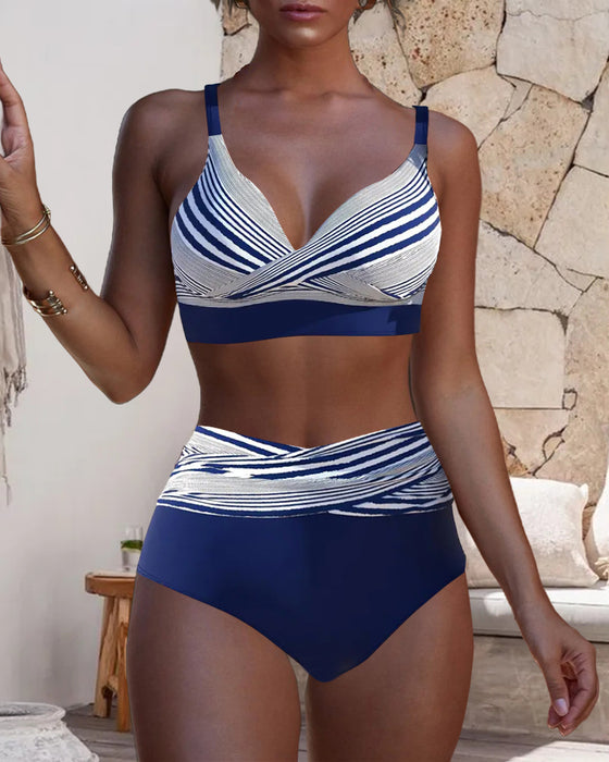 Bikini W Paski Push-Up Dwuczęściowe