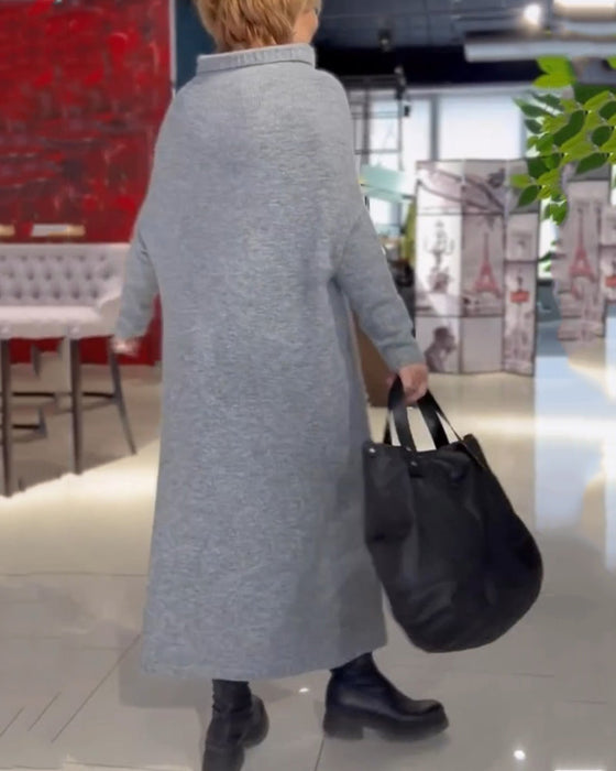 Luźna sukienka z golfem i długim rękawem