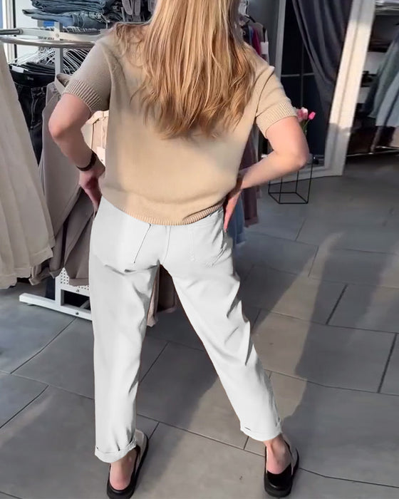 Spodnie Jednokolorowe Casual Proste