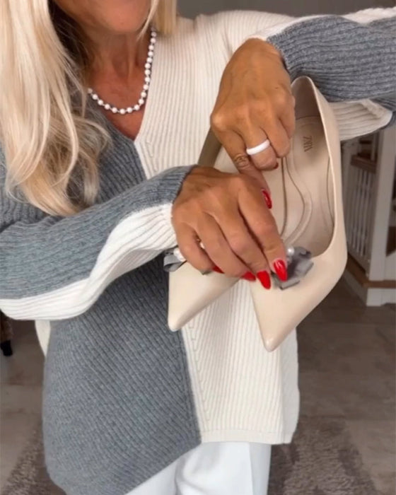 Sweter blokowy w kolorze v-deck