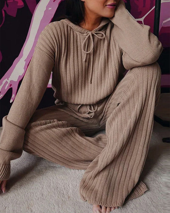 Luźny zestaw bawełniany z długim rękawem