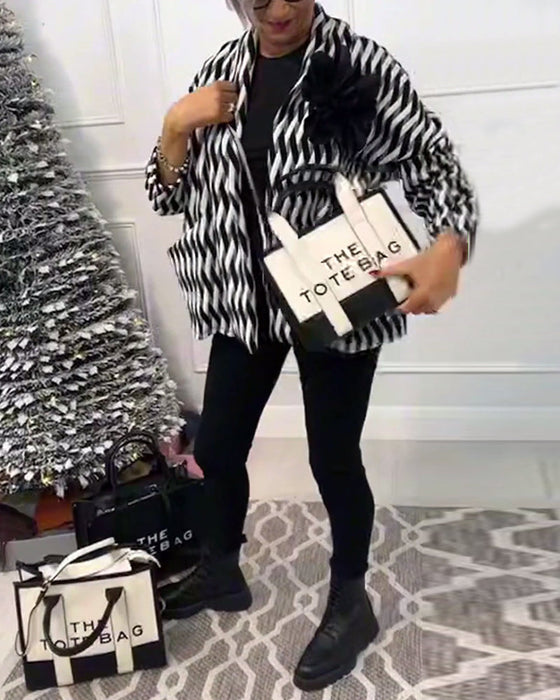 Modna torba typu tote z dwukolorowymi szwami