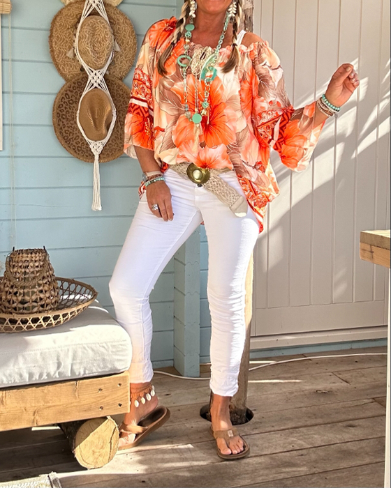 Bluzka Off-Shoulder Resortowy Print