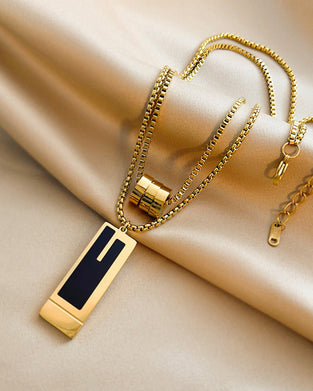 Podwójny długi naszyjnik ze stali tytanowej