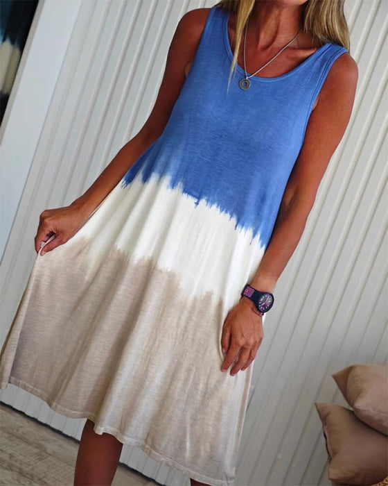 Sukienka swobodna bez rękawów tie-dye