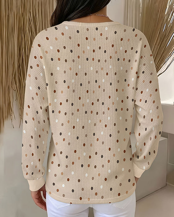 Bluza Okrągły Dekolt W Kropki