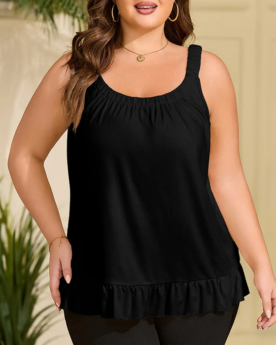 Tank Top Ruffle Wykończenie Swobodny
