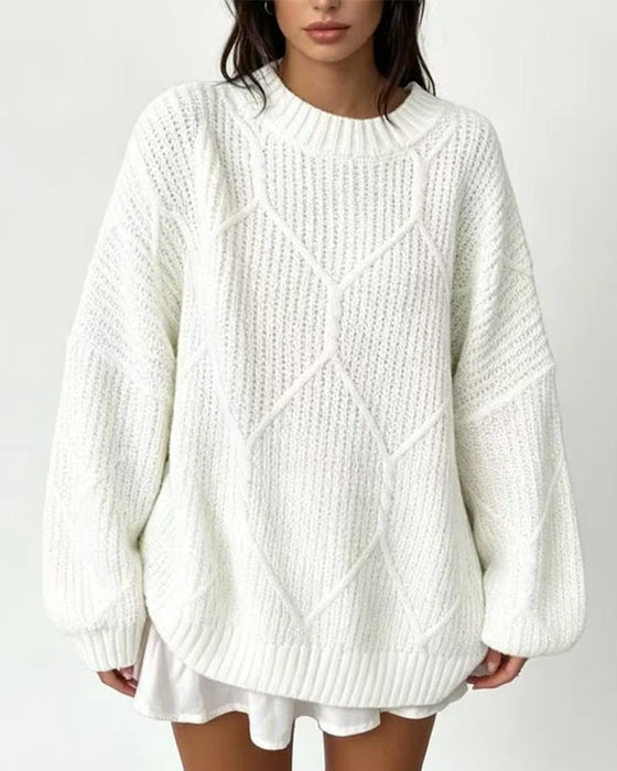Sweter Jednokolorowy Długie Rękawy