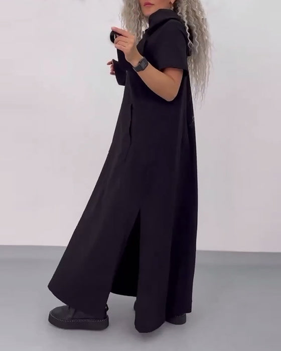 Sukienka Jednokolorowa Bluza Z Kapturem Casual