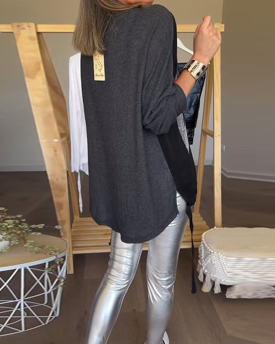 Bluzka z długim rękawem i okrągłym dekoltem