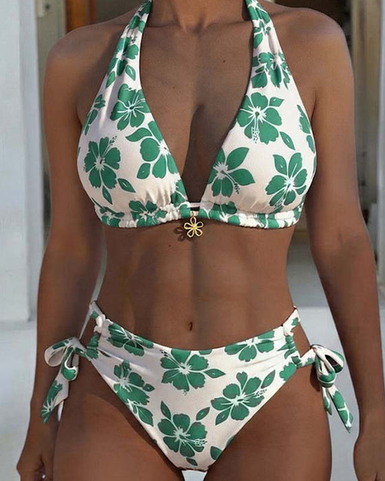 Bikini Hibiskus Druk Halter