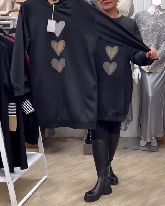 Sukienka Shift Wzór Serce Casual