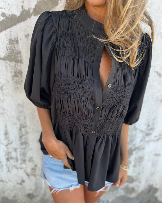 Bluzka Casual Moda Krótki Rękaw Jednolity Kolor